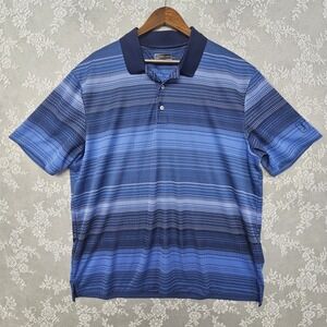 PGA TOUR Golf Polo‎ Shirt Men's 2XL Striped Performance Athletic Outdoors Casual